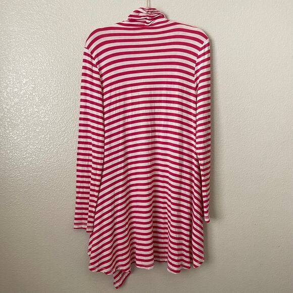 Soft Surroundings Cardigan‎ Womens Large Pink White Striped Floral Embroidered - Picture 8 of 11